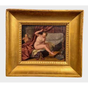 Vénus et Cupidon, Tableau Venice XVIIIème Siècle 