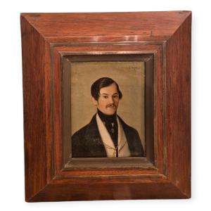 Portrait Of A Young Man, Painting Oilon Canvas By F. Gonin Italy XIXth Century