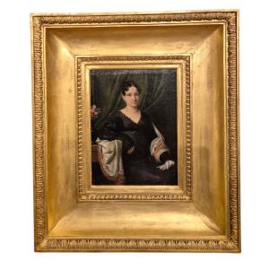 Portrait Of A Lady With Cashmere Sh Painting By R. Campanile, Itale XIXth Century 