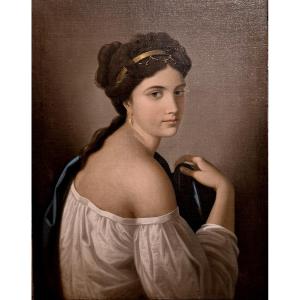 portrait d'une femme de dos, Tableau , Ecole milanaise, Italie XIXème Siècle 