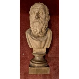 Terracotta Bust Of Solon Naples XIX By Ernesto Calì