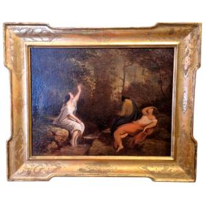 Nymphes Dans Les Bois, Tableau, Italie XIXème Siècle , Grand tour 