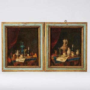 Paire des huiles sur panneau Joseph Mansfeld 1888 Vienne  XIXéme siécle