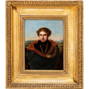 Autoportrait  avec   Florence Tableau , Par F. Pnahuser , Italie XVIIIème Siècle Grandtour