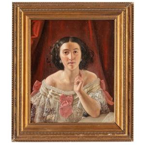 portrait d'une chanteuse, tableau , Italie debut XIXe Siècle 