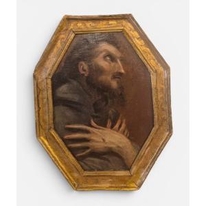 Saint François, tableau , Italie XVIlIe Siècle