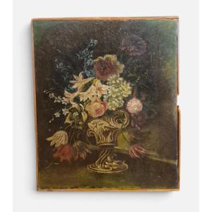 Nature Morte Avec Vase De Fleurs, Tableau , Italie XVIIIème Siècle