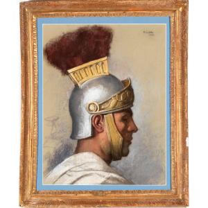 tête de centurion, Tableau , par M. ledda Italie debut XXème Siècle artnouveau