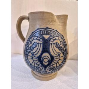 Chini Mugello Salt-glazed Stoneware Pitcher, 20th Century
