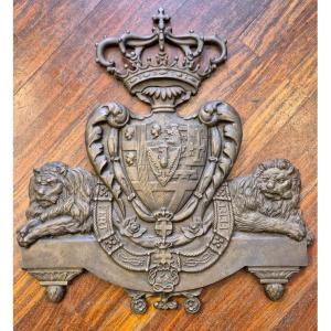 19th-century Bronze Coat Of Arms Of The House Of Savoy, Umberto I