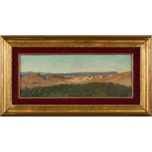 Ecole orientaliste Française Eugène Fromentin Vue d'oasis algerienne XIX siécle 