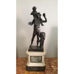 Bronze De Satyre Jouant Avec l'Enfant Dionysus, Italie Entre XVIIIéme Et XIXéme Siécle