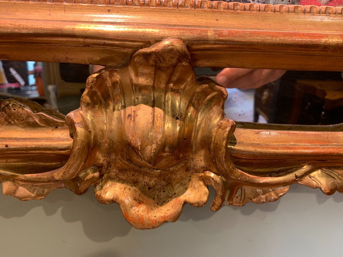 18th Century Roman Gilded Wooden Mirror-photo-1