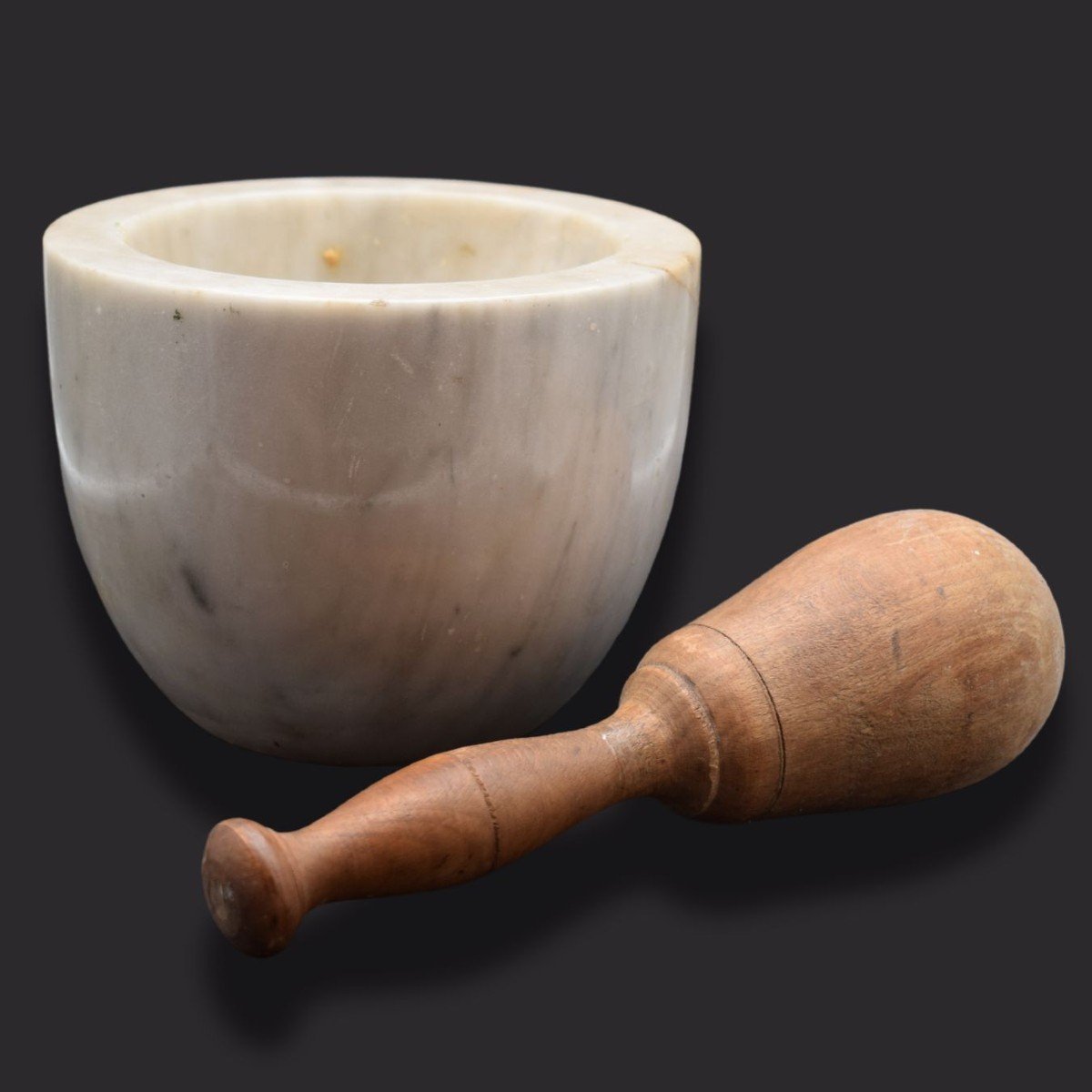 Late 17th - Early 18th Century Mortar Marble And Wood-photo-2