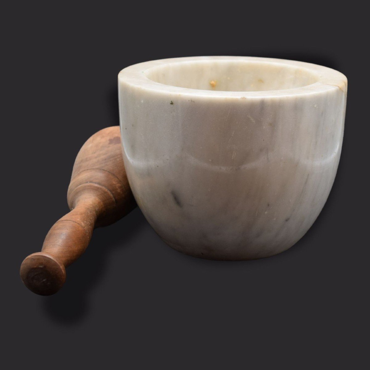 Late 17th - Early 18th Century Mortar Marble And Wood-photo-3