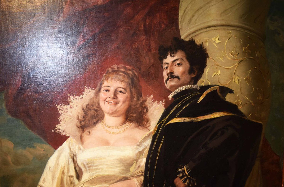 Double Portrait Of Francesco Vinea Historicist Oil On Canvas-photo-3