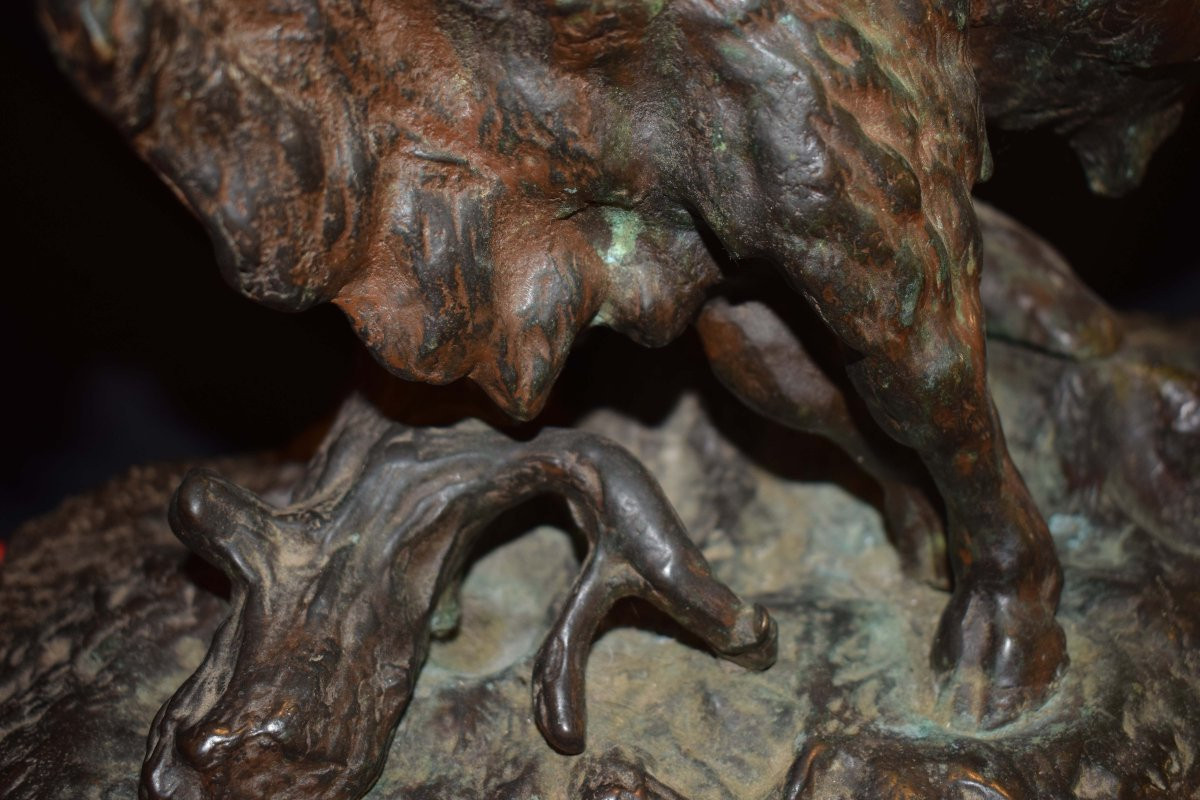 Sculpture En Bronze Représentant Un Bison Par Robert Robertovich Bach, 1897-photo-5