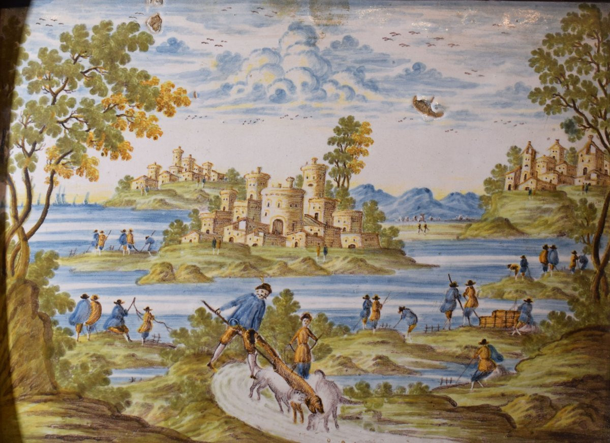 Castelli Majolica Plaque With Landscape Scene-photo-3