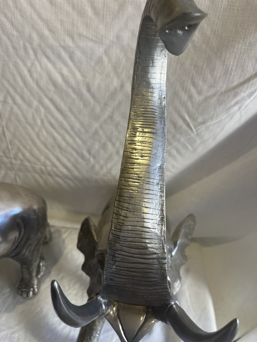 paire d'éléphants en bronze argenté -photo-3