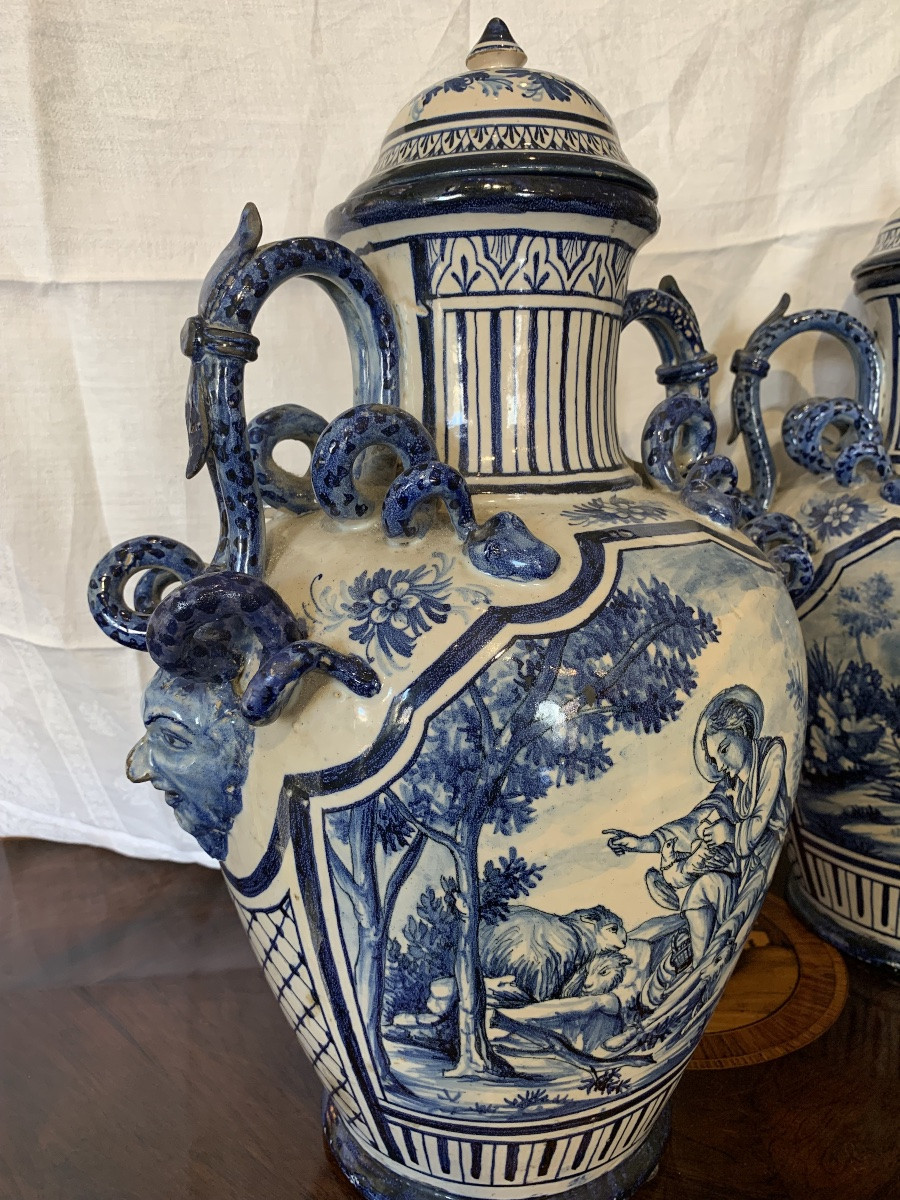 Pair Of Neapolitan Ceramic Potiche-photo-1