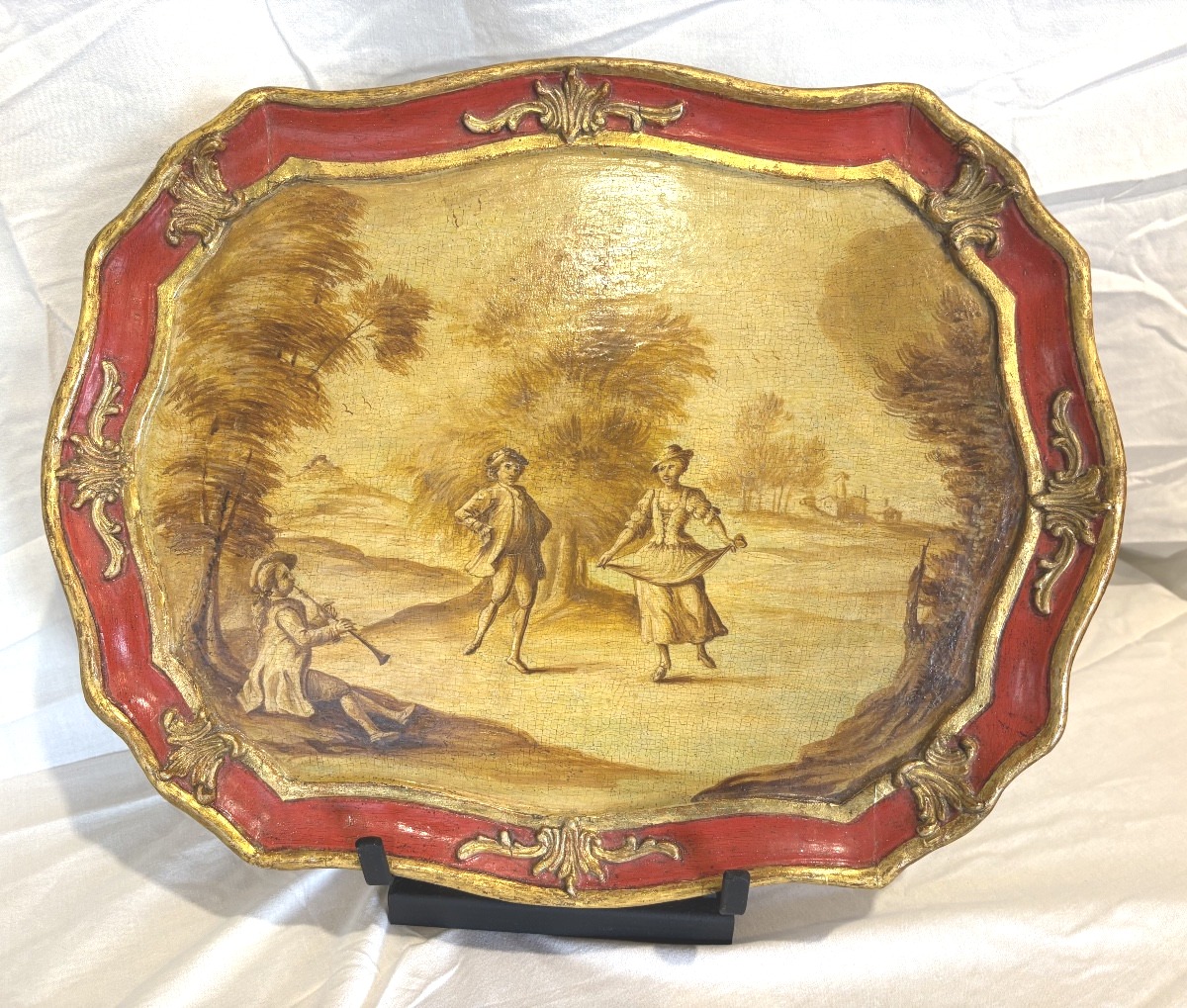 assiette en bois peinte