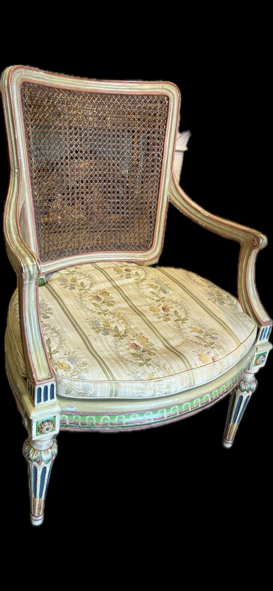 4 Lacquered Louis XVI Armchairs From Tuscany