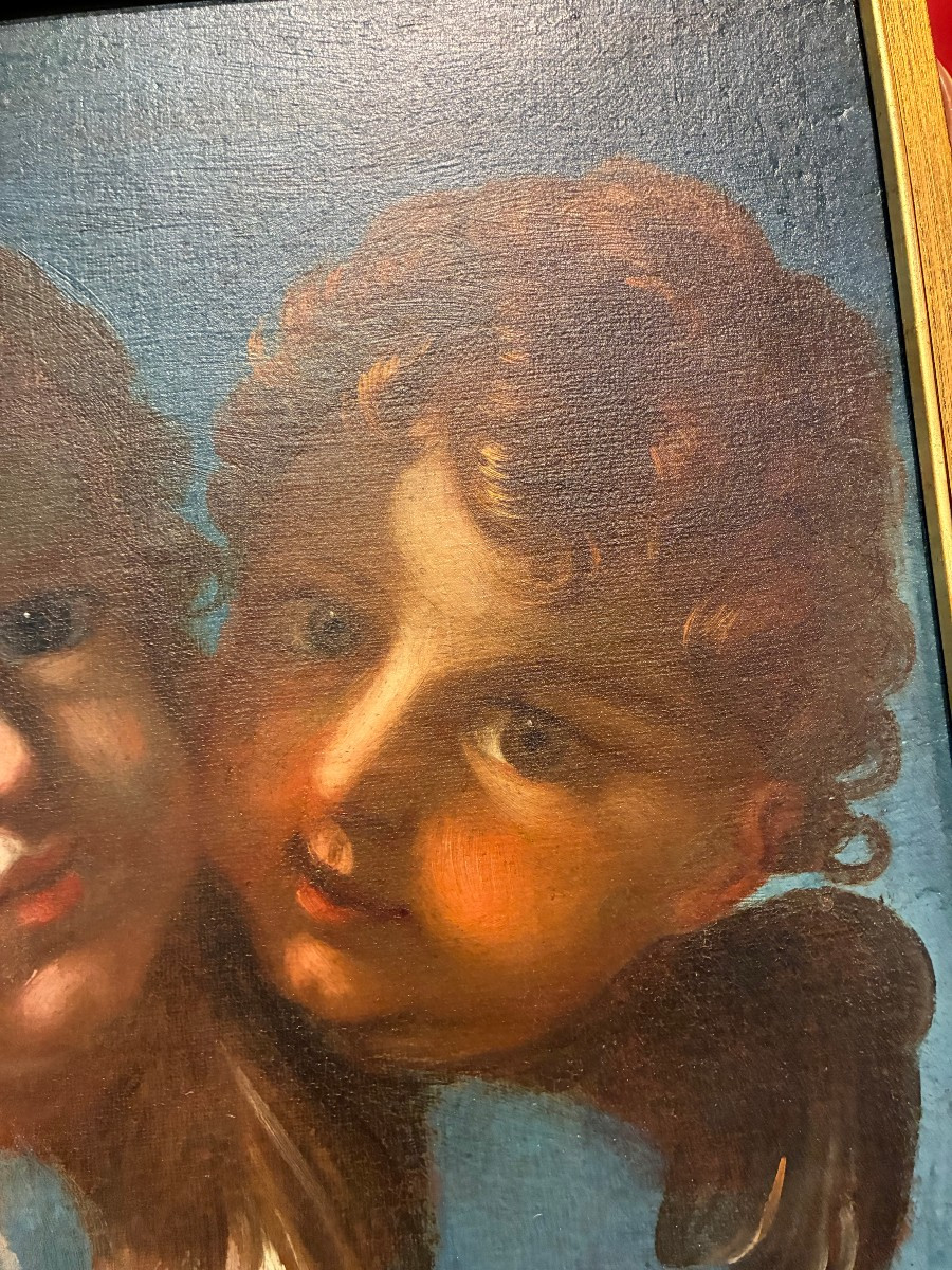 Oil Painting On Canvas Depicting Cherubs From Rome, Late 17th Century, Very Similar To Giacinto-photo-3