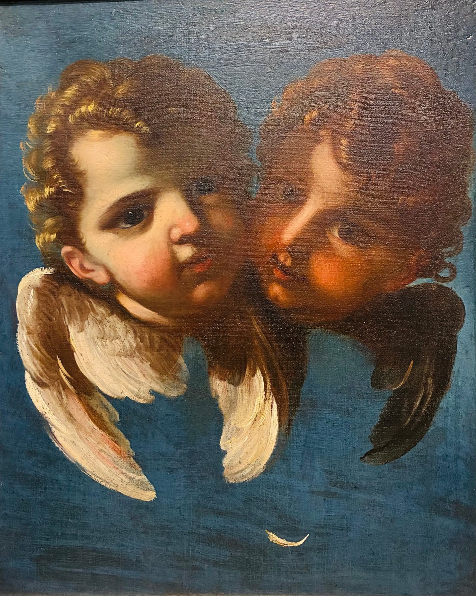Oil Painting On Canvas Depicting Cherubs From Rome, Late 17th Century, Very Similar To Giacinto