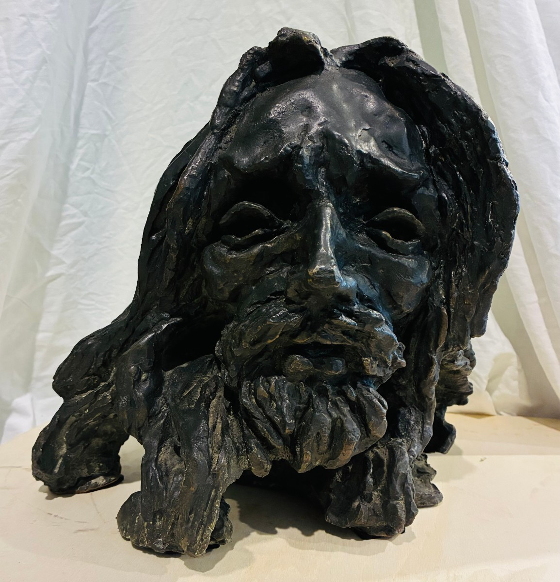 Bronze représentant le visage du Christ, d'origine italienne, réalisé au XIXe siècle-photo-2