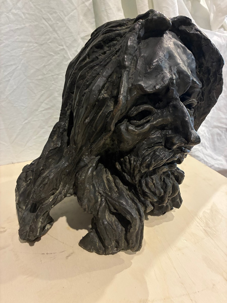 Bronze représentant le visage du Christ, d'origine italienne, réalisé au XIXe siècle-photo-3