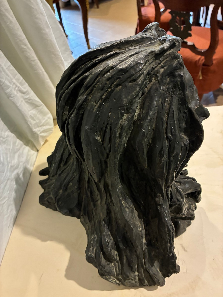 Bronze représentant le visage du Christ, d'origine italienne, réalisé au XIXe siècle-photo-4