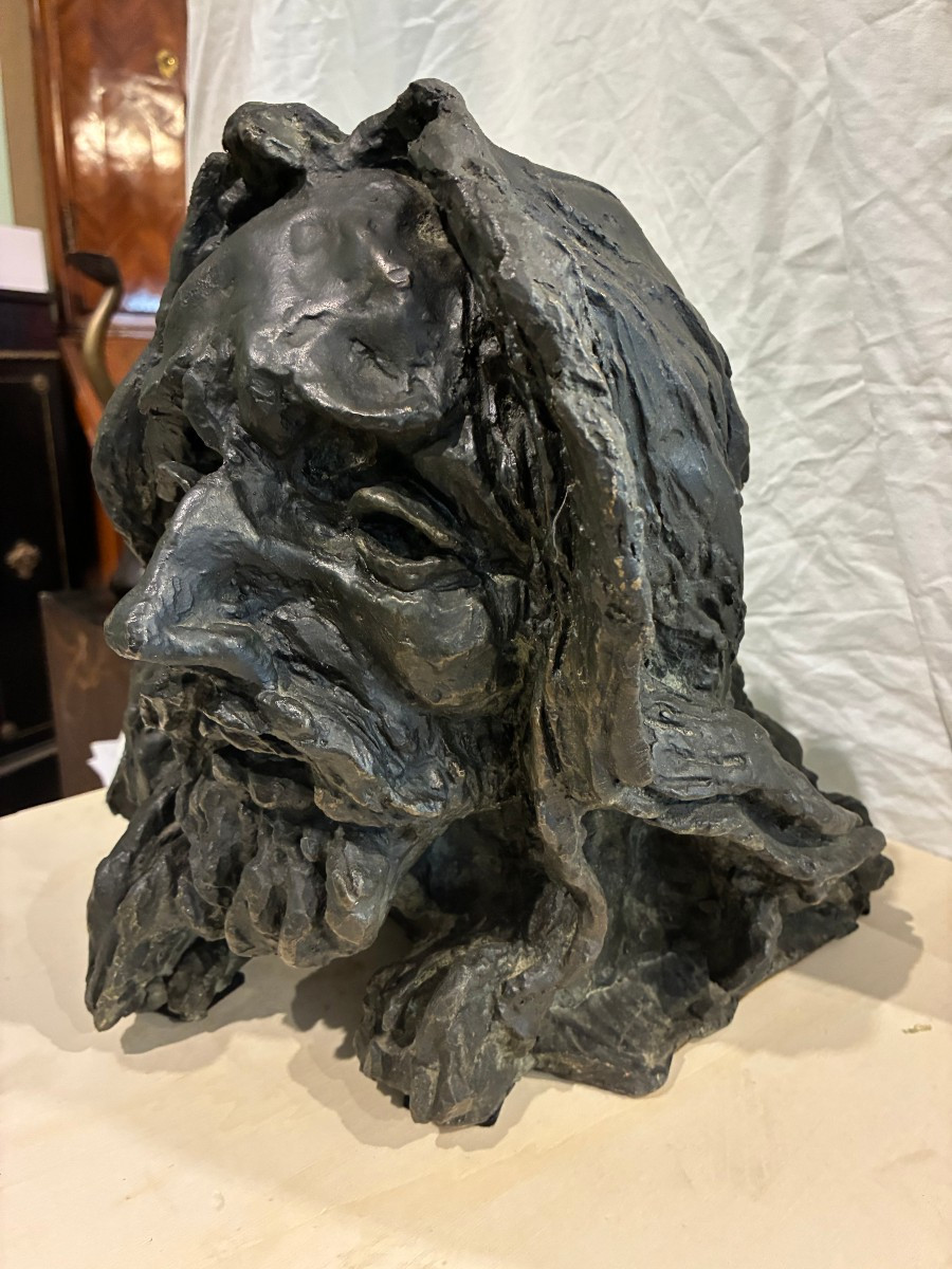 Bronze représentant le visage du Christ, d'origine italienne, réalisé au XIXe siècle