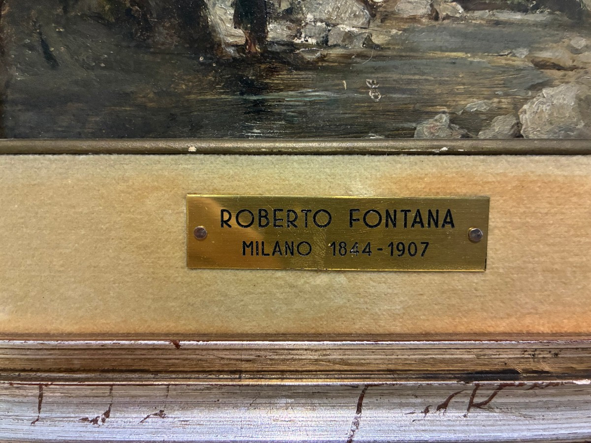 Tableau représentant un paysage, Roberto Fontana, Milan, 1844-1907-photo-2