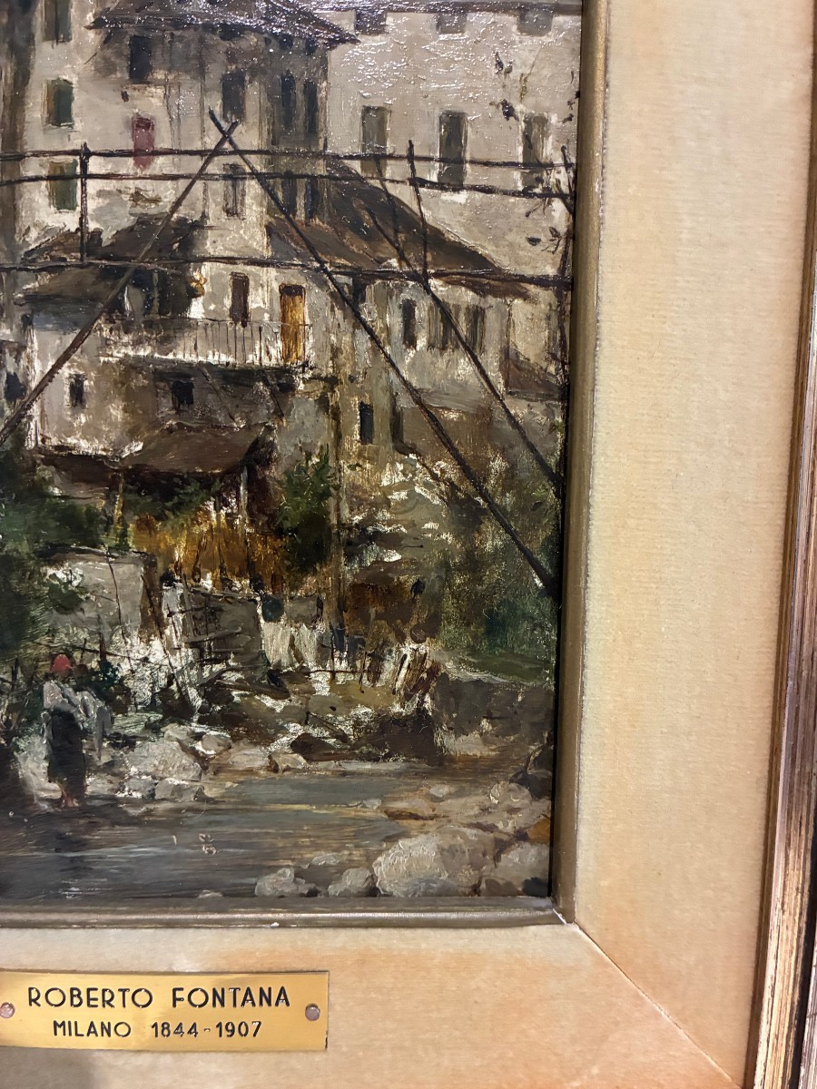 Tableau représentant un paysage, Roberto Fontana, Milan, 1844-1907-photo-4