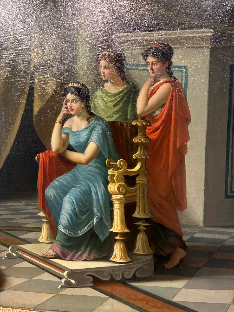 Oil Painting On Canvas Depicting A Historical Scene Signed Liberti 1887-photo-3