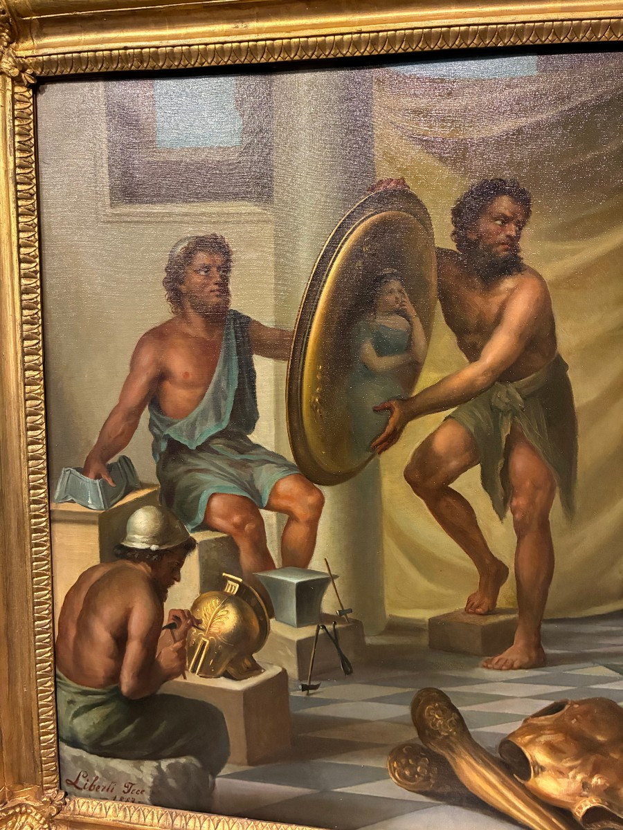 Oil Painting On Canvas Depicting A Historical Scene Signed Liberti 1887-photo-4