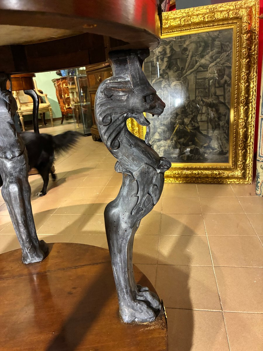 Table Empire provenant de Lucques avec plateau en marbre incrusté-photo-3