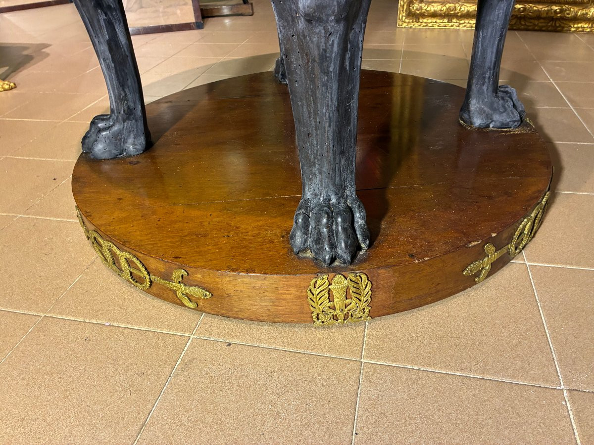 Table Empire provenant de Lucques avec plateau en marbre incrusté-photo-4