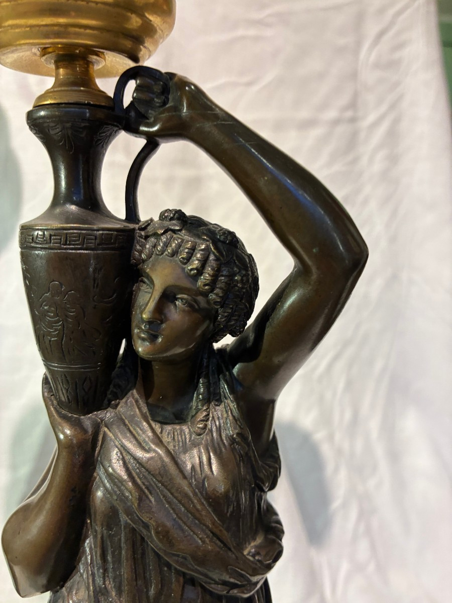 Pair Of Gilded Bronze Candelabra With Black Marble Base And Gilded Feet, 19th Century-photo-2