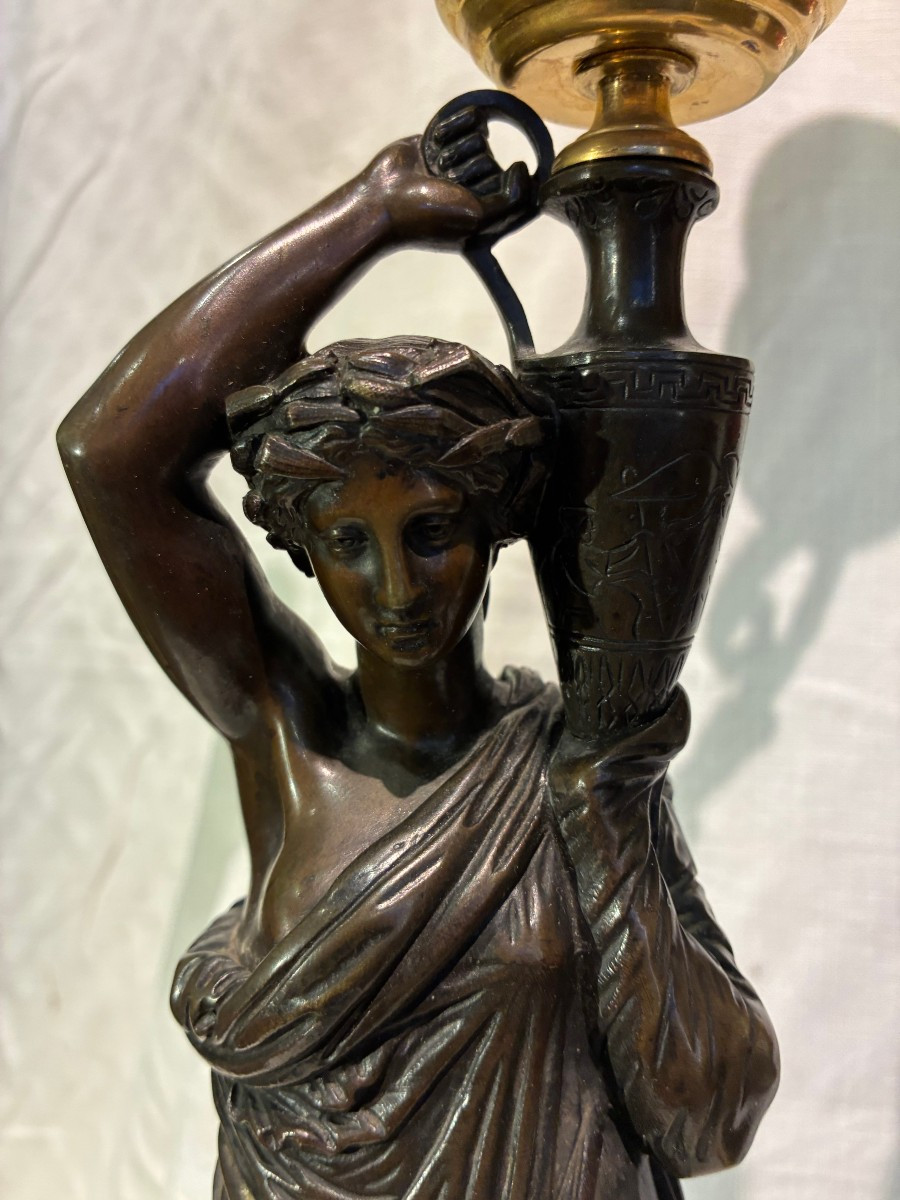 Pair Of Gilded Bronze Candelabra With Black Marble Base And Gilded Feet, 19th Century-photo-3