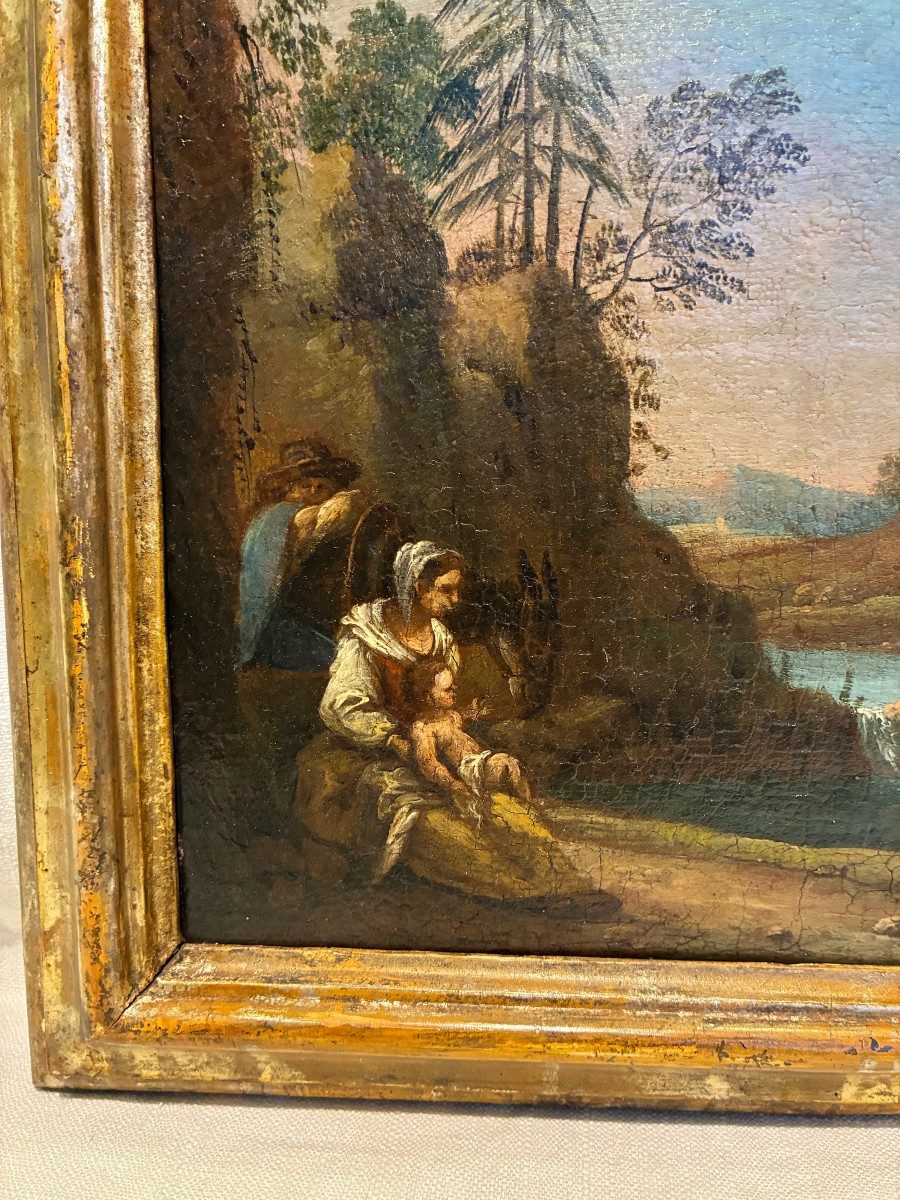 Tableau représentant un paysage attribué à Francesco Foschi, début du XVIIIe siècle-photo-2