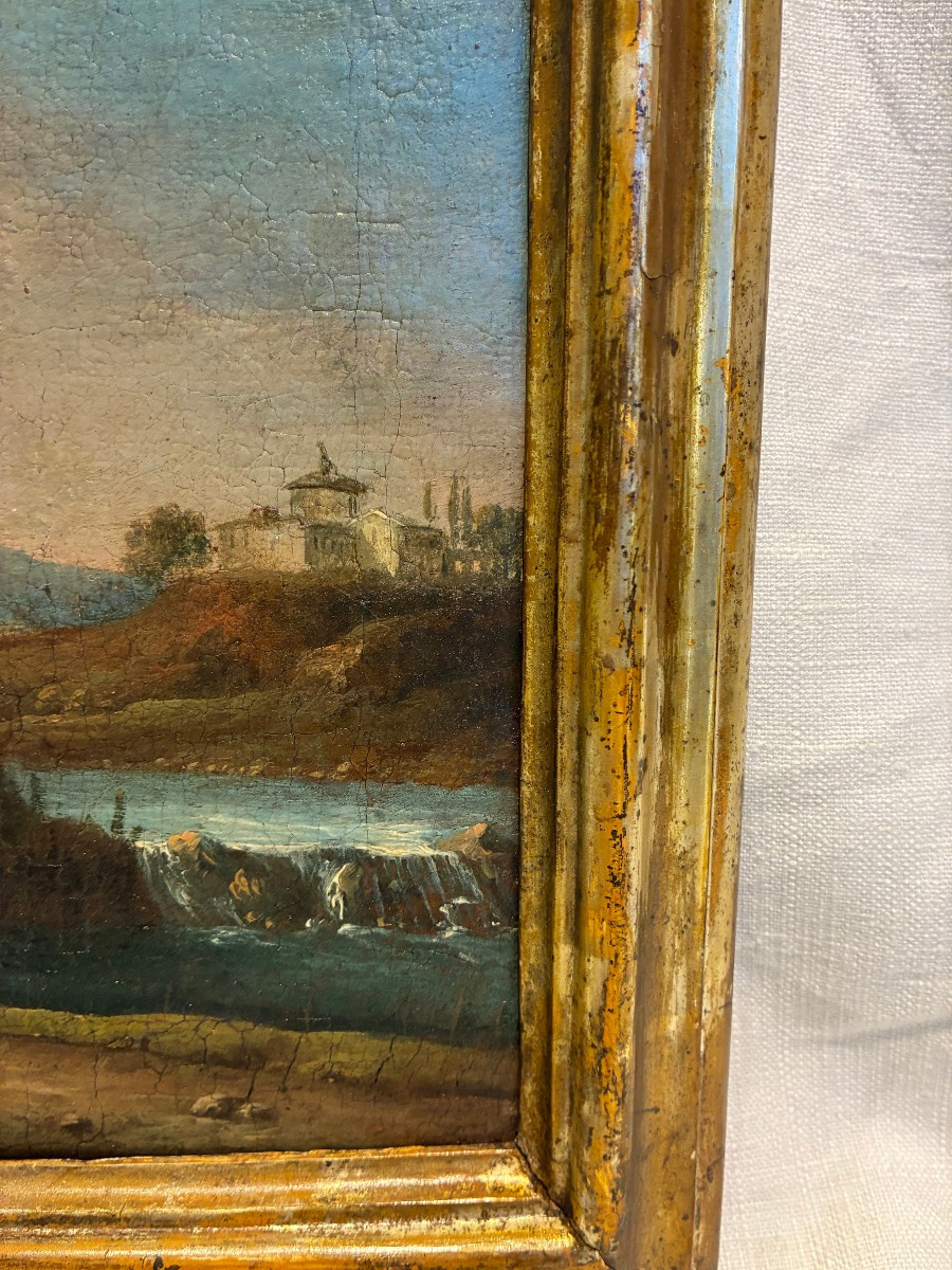 Tableau représentant un paysage attribué à Francesco Foschi, début du XVIIIe siècle-photo-3