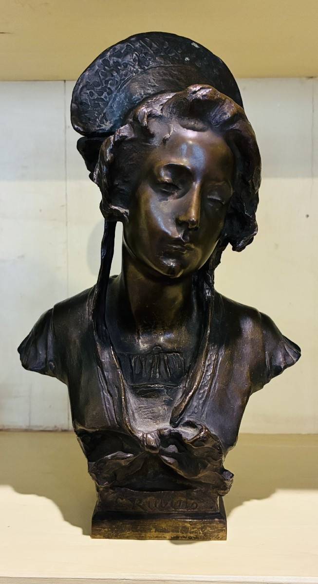 Bronze Depicting A Young Woman Signed Edoardo Rubino 1871-1954