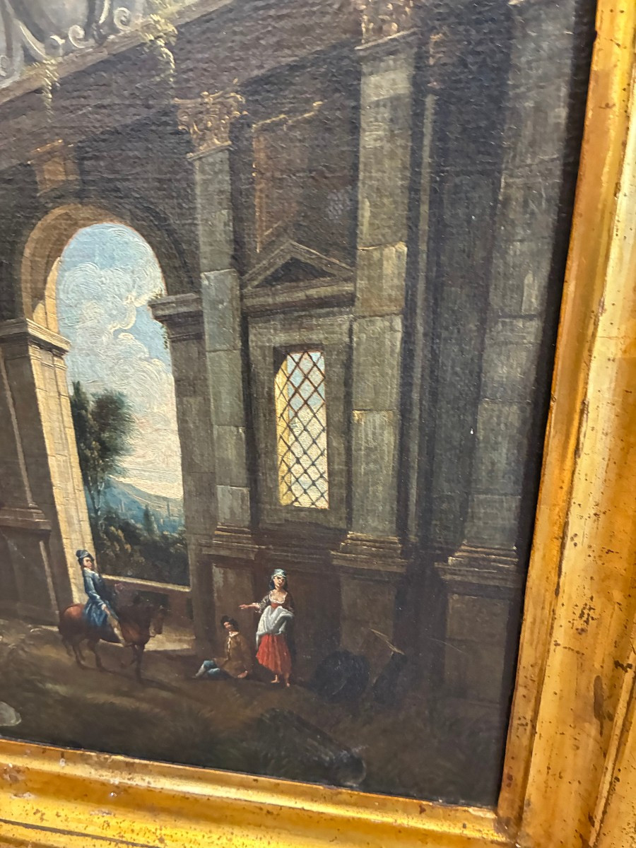 Pair Of Architectural Works Attributed To Pietro Cappelli 1670- Naples 1727-photo-1