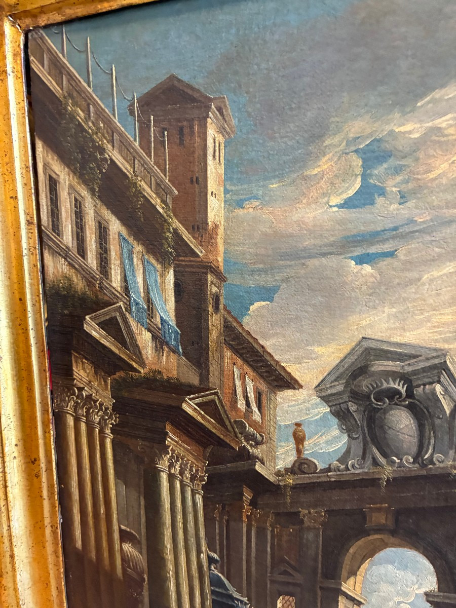 Pair Of Architectural Works Attributed To Pietro Cappelli 1670- Naples 1727-photo-2