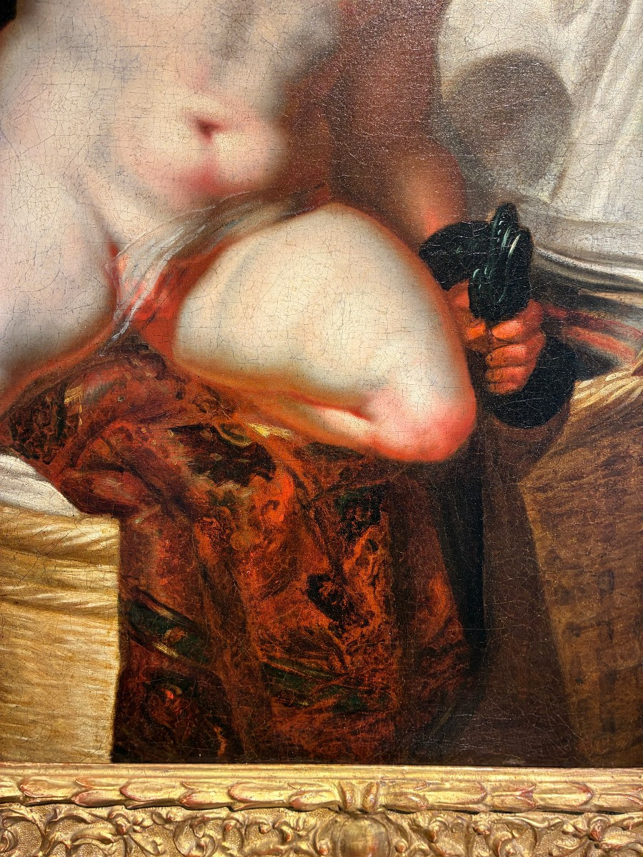 Tableau représentant le jeune Hercule étranglant les serpents, XVIIe siècle-photo-2