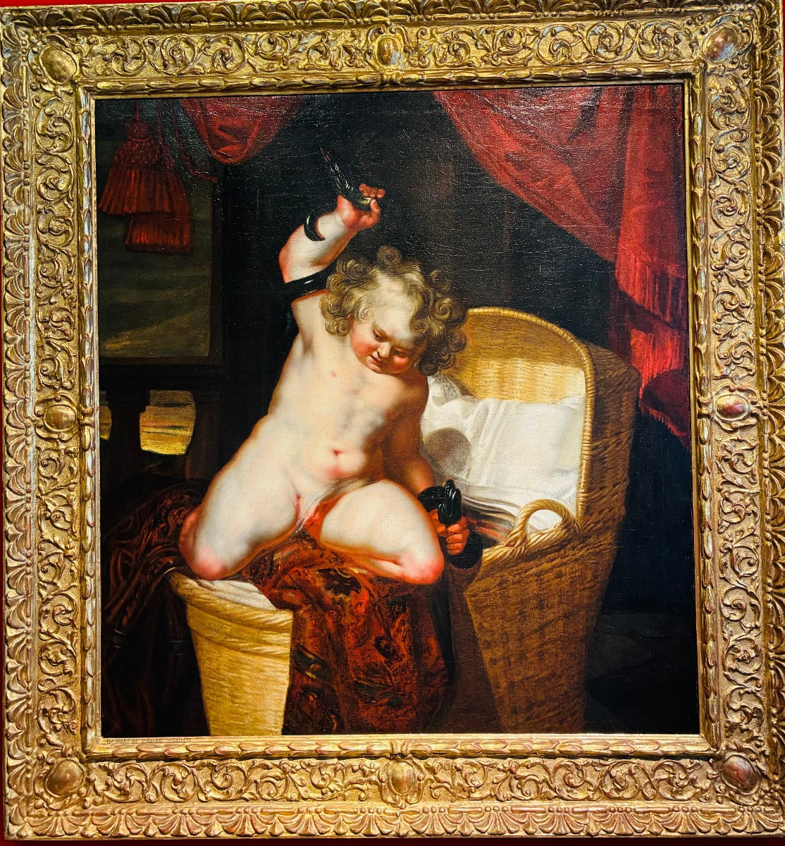 Tableau représentant le jeune Hercule étranglant les serpents, XVIIe siècle