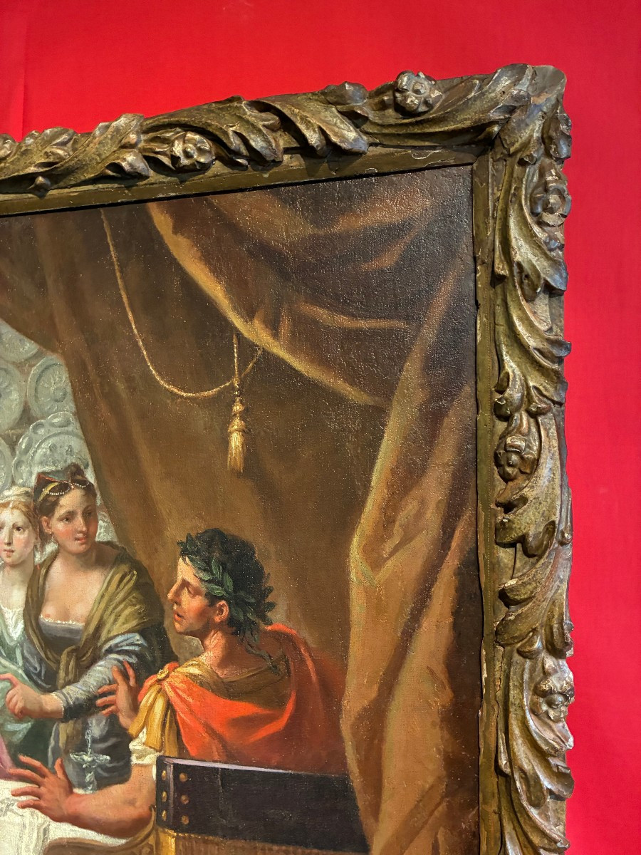 Tableau représentant le banquet d'Antoine et Cléopâtre, par Brusaferro, Venise, 1677-1746-photo-2