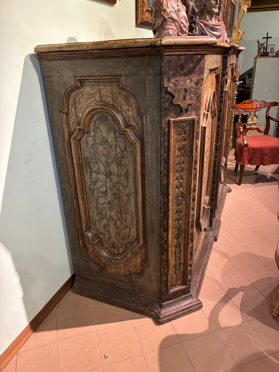 Buffet à deux portes avec laque d'origine provenant de Rome, XVIIe siècle-photo-2