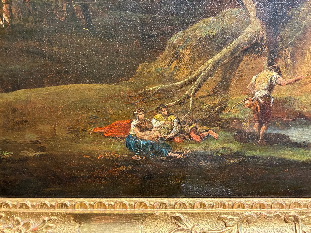 Tableau représentant un paysage attribué à Marco Ricci (1676-1730)-photo-2
